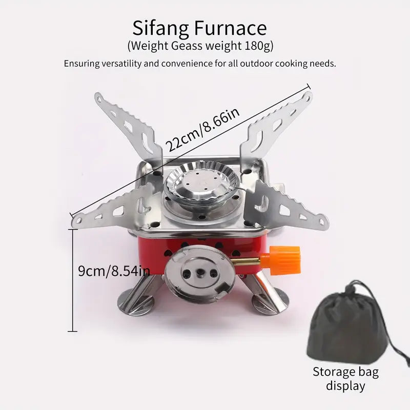 Palm Size Portable Cooking Stove & Butane Gas Cannister with Free Utility Gas Lighter | Compact & Travel Friendly