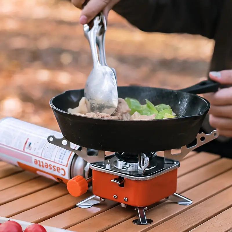 Palm Size Portable Cooking Stove & Butane Gas Cannister with Free Utility Gas Lighter | Compact & Travel Friendly