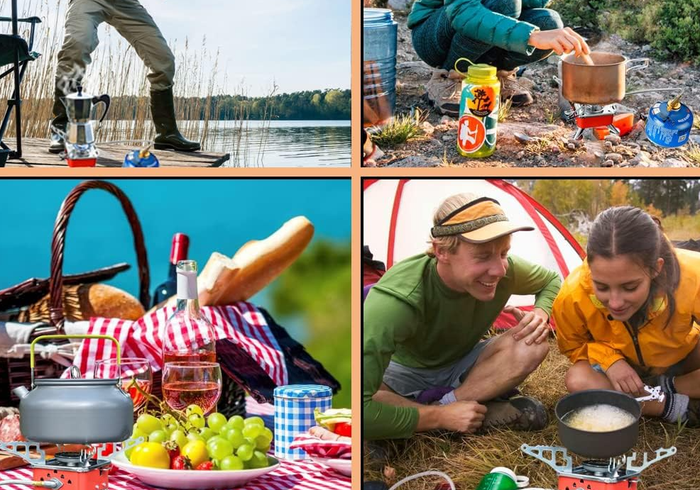 Palm Size Portable Cooking Stove & Butane Gas Cannister with Free Utility Gas Lighter | Compact & Travel Friendly