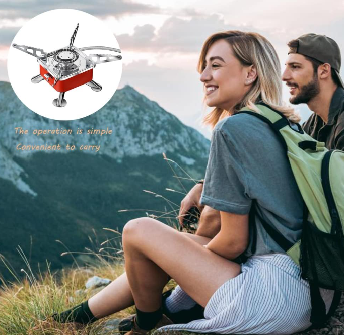Palm Size Portable Cooking Stove & Butane Gas Cannister with Free Utility Gas Lighter | Compact & Travel Friendly