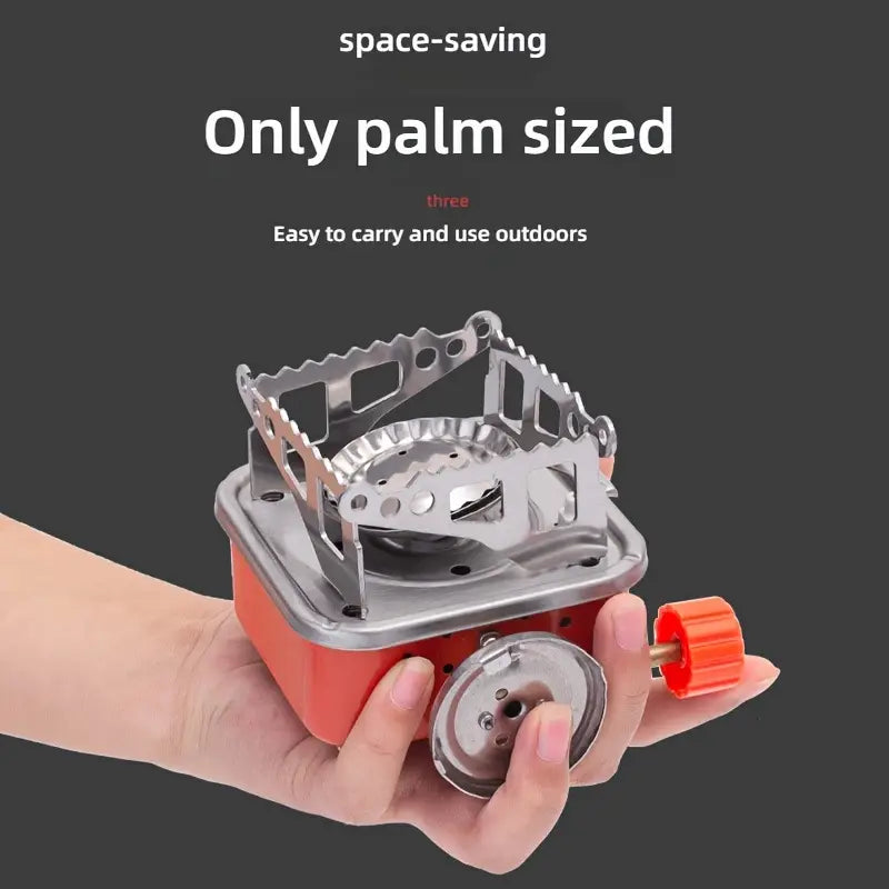 Palm Size Portable Cooking Stove & Butane Gas Cannister with Free Utility Gas Lighter | Compact & Travel Friendly
